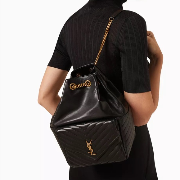 Yves Saint Laurent Lambskin Matelasse Monogram Joe Backpack Black - Picture 1 of 15